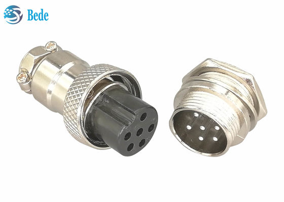 Męskie i żeńskie złącze GX16 6-pinowe proste, srebrzone wtyki