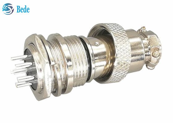 Męskie i żeńskie złącze GX16 6-pinowe proste, srebrzone wtyki