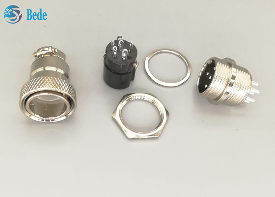 Męskie i żeńskie złącze GX16 6-pinowe proste, srebrzone wtyki