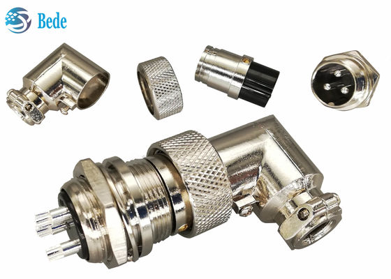 2~5 Pin GX16 Aviation Connector 90 Angle Male And Rear / Front Mounting Female