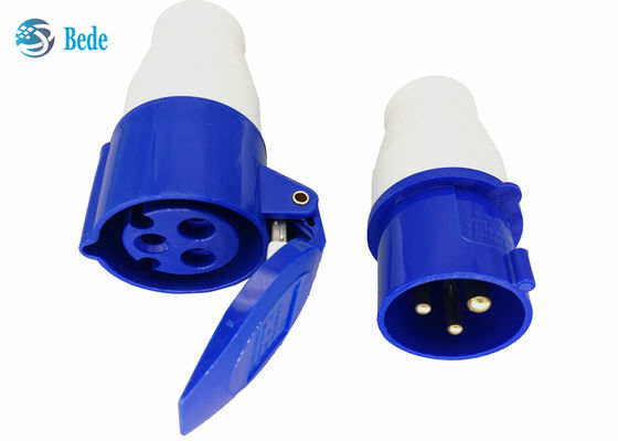 Single Phase Industrial Plug And Socket P+N+E Blue Color 220-250V 16A Coupler Type