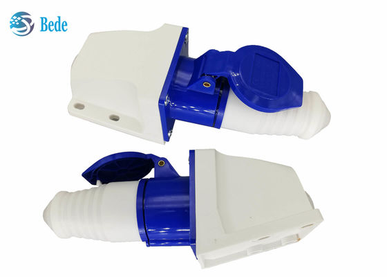 Złącze przemysłowe 220-250V 16A męskie i żeńskie jednofazowe 2P+E, niebieski, montowane na ścianie