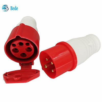 AC 380-415V 16A Industrial Power Connector IP44 wodoodporny 4Pin 3 fazy 3P+E Czerwony