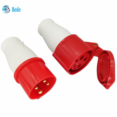AC 380-415V 16A Industrial Power Connector IP44 wodoodporny 4Pin 3 fazy 3P+E Czerwony