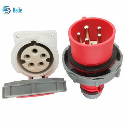 Wodoodporne gniazda przemysłowe IP67 5-pinowe 3P+N+E 16A i 32A, montowane na panelu