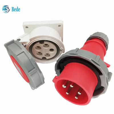 Wodoodporne gniazda przemysłowe IP67 5-pinowe 3P+N+E 16A i 32A, montowane na panelu