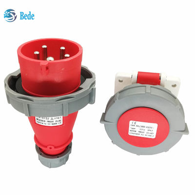 Wodoodporne gniazda przemysłowe IP67 5-pinowe 3P+N+E 16A i 32A, montowane na panelu