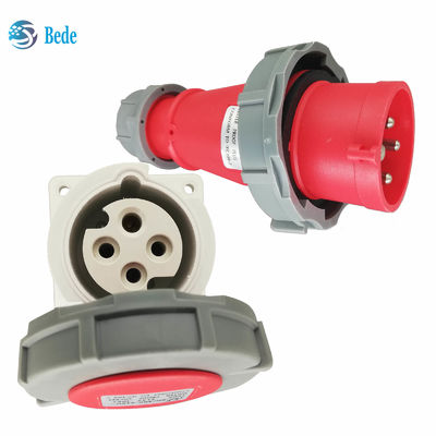 4 Pins 3P+E 16Amp Industrial Power Outlet and Panel Mounting socket IP67