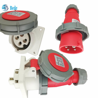 4 Pins Industrial Plug And Panel Mounting Socket 32A 380~415V Protection Level IP67