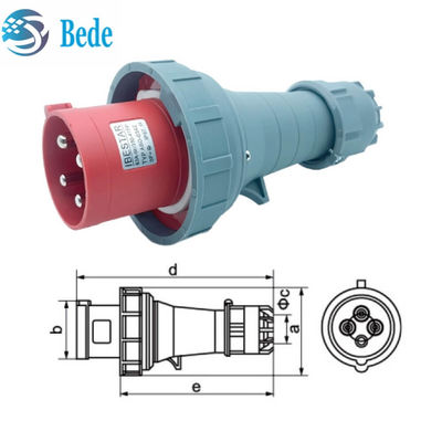 Durable High Current 63A / 125 Amp  Industrial Plugs And Sockets 3P+E IP67