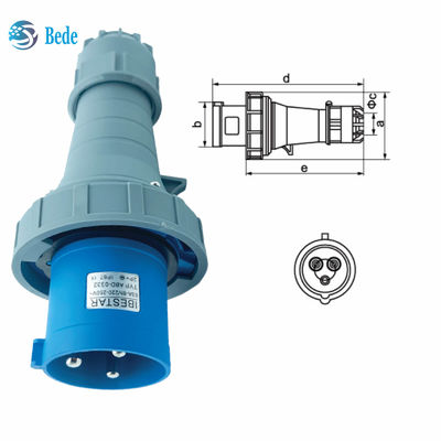 Prąd 63A 125A Przemysłowy złącze gniazdkowe Panel montażu typu 3 szpilki ((2P + E) IP67 220 ~ 250V