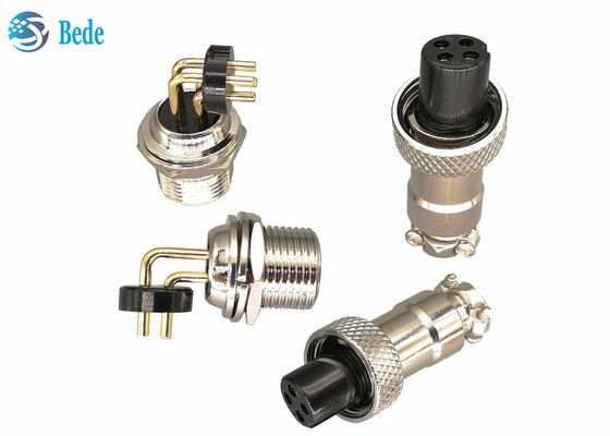 Kąt prosty 3A 200V Gx12 Złącze lotnicze ze stopu cynku z niklowaniem